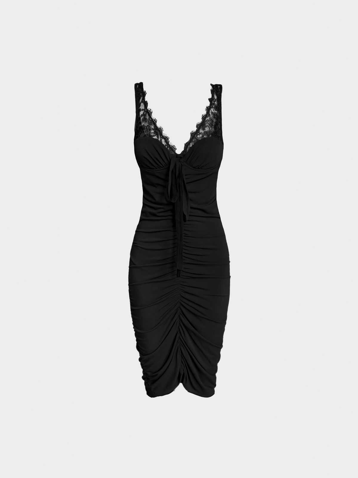 Emanuel Ungaro Fuchsia 2000s Black Ruched Midi Dress
