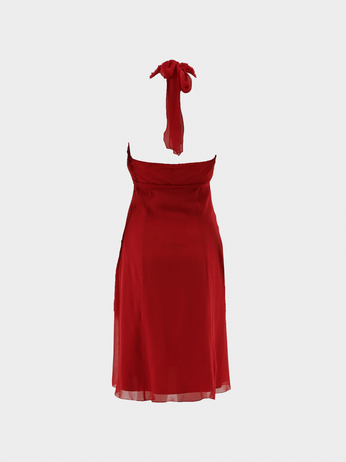 Valentino SS 2007 Red Halter Neck Chiffon Cocktail Dress