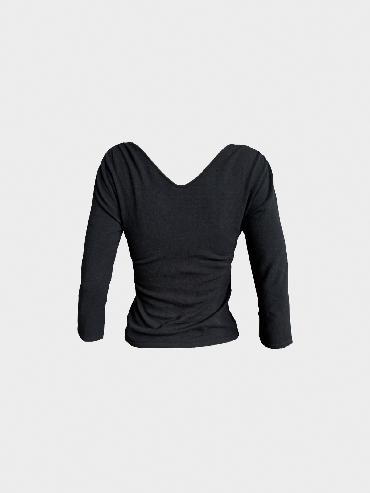 Valentino 2000s Black Wool Mesh Beaded Top