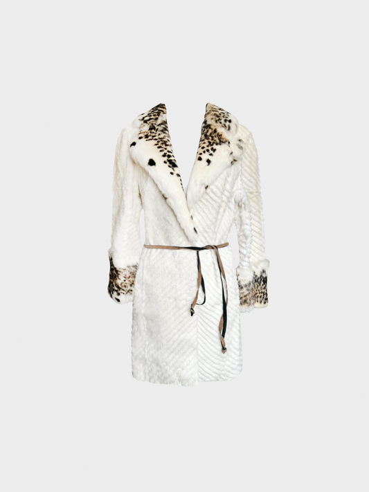 Versace Jeans Couture 2000s White Textured Fur Coat