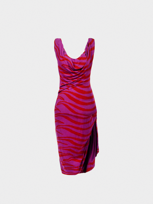 Vivienne Westwood 1990s Pink and Orange Zebra Printed Cotton Tank Dress