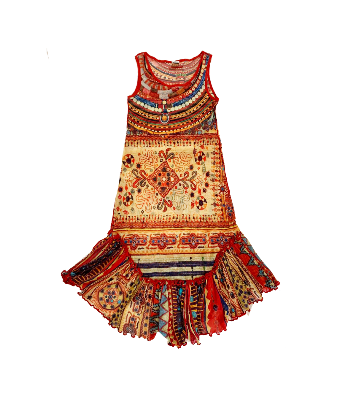 Jean Paul Gautier 1990s Printed Red Script Dress