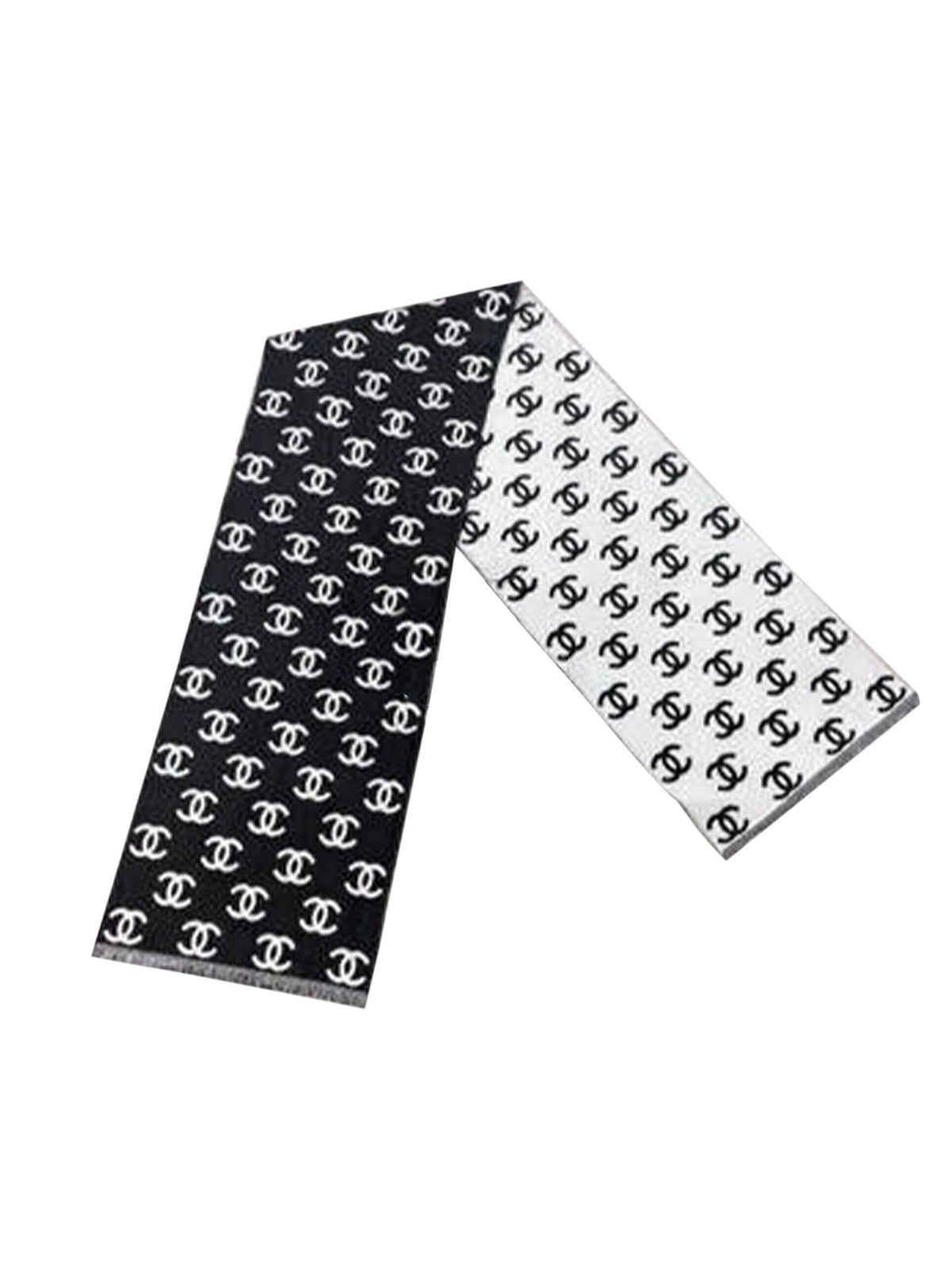 Chanel 2000s Black and White CC Scarf