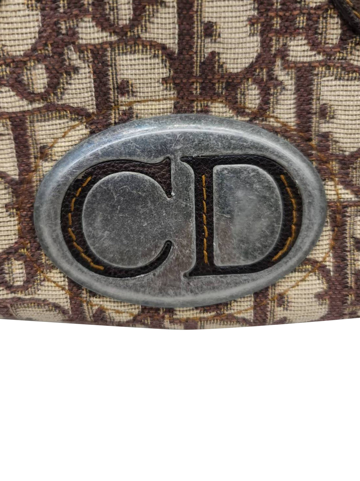 Christian Dior 2000s Small Brown CD Plate Monogram Hand Bag