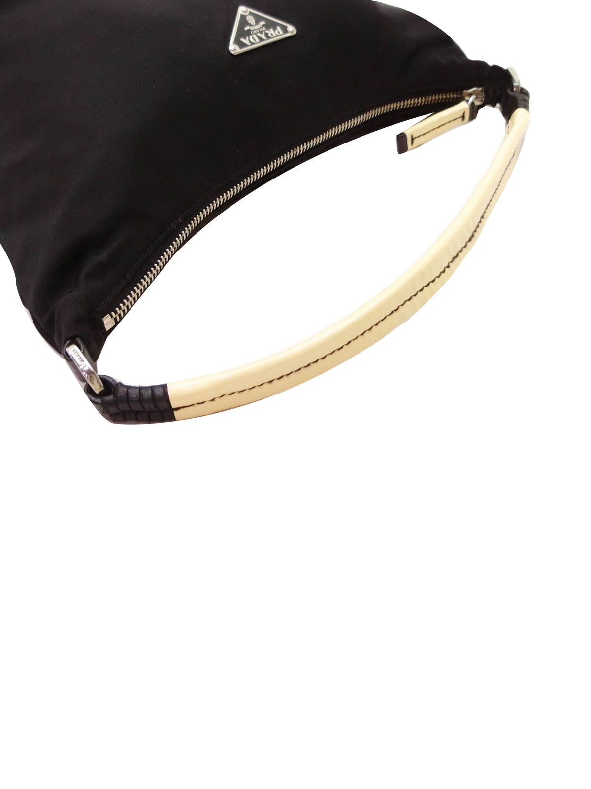 Prada 2000s Black and Beige Nylon Hand Bag