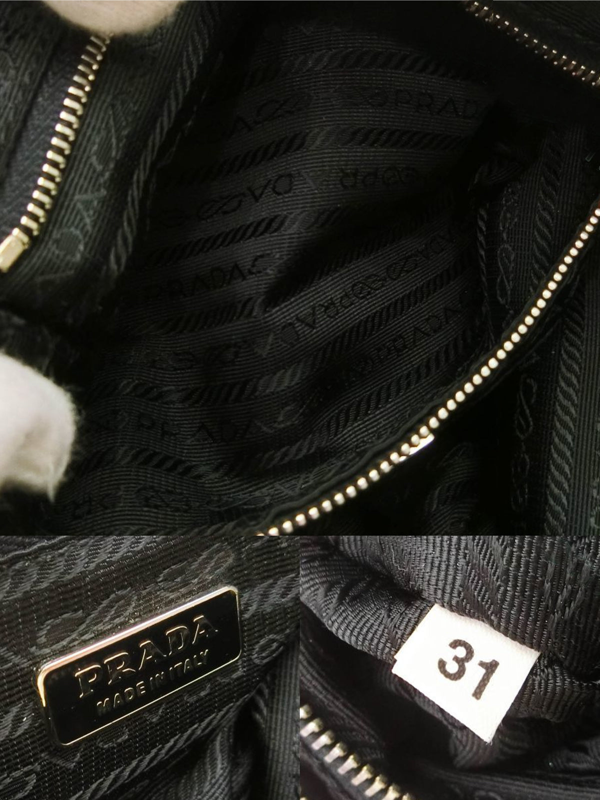 Prada 2000s Black and Beige Nylon Hand Bag