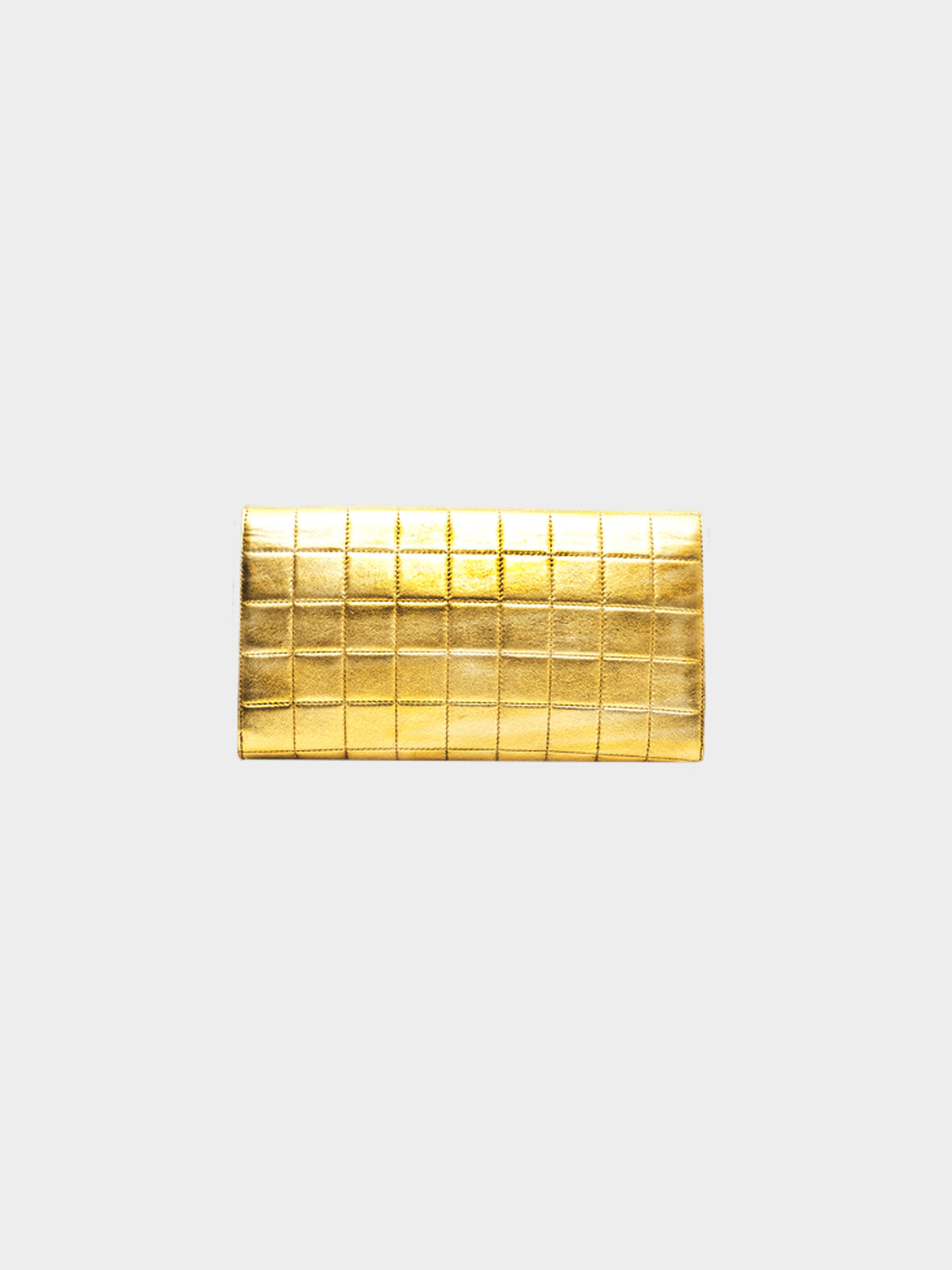 Chanel 2002 Gold Chocolate Bar Clutch Shoulder Bag