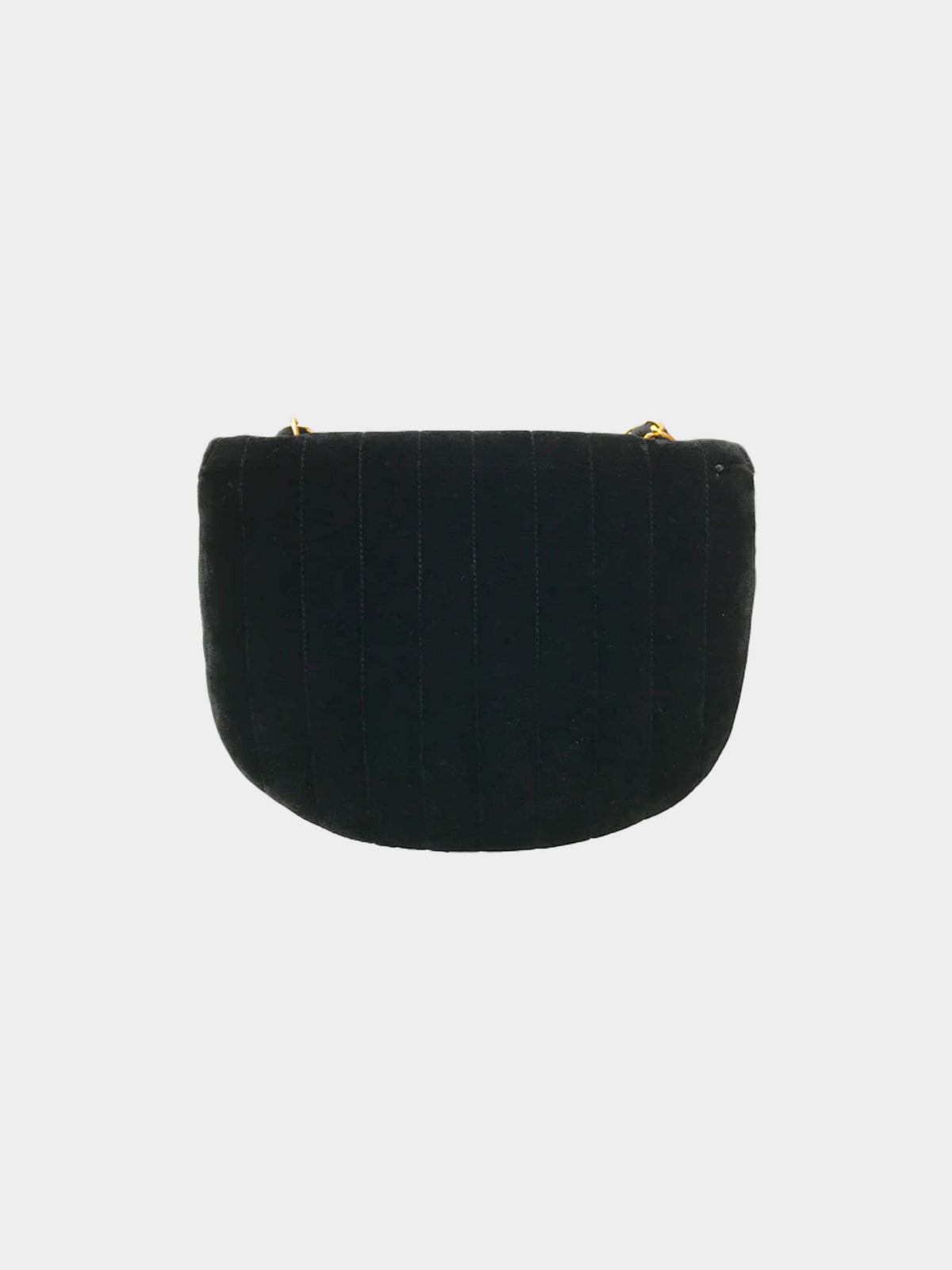 Chanel 1994 Chain Black Velvet Shoulder Bag