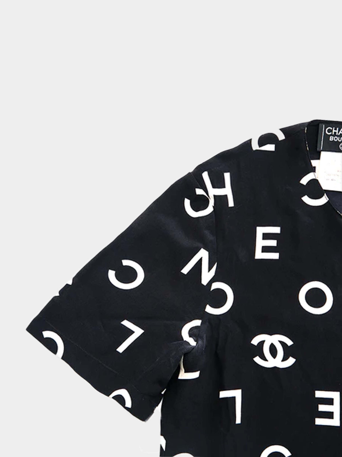 Chanel Spring 1997 Coco Logo Silk Top