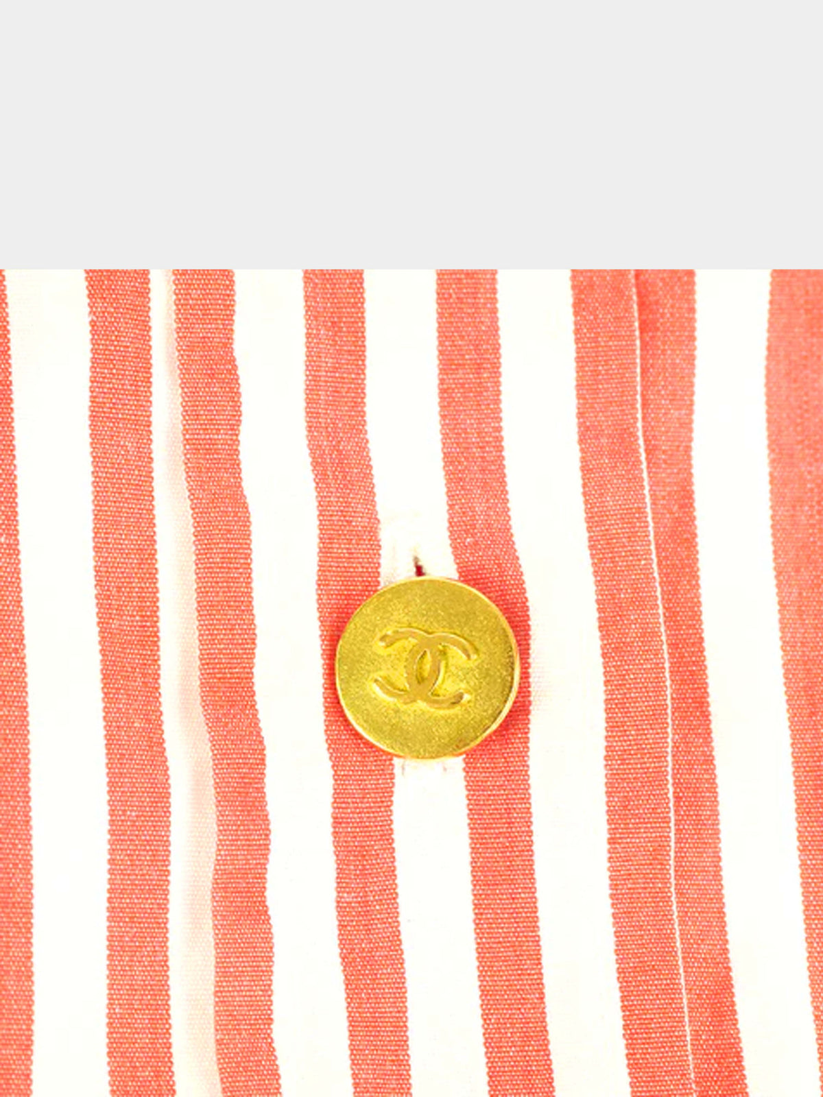 Chanel 1990 Red Candy Stripe Cotton Dress Shirt