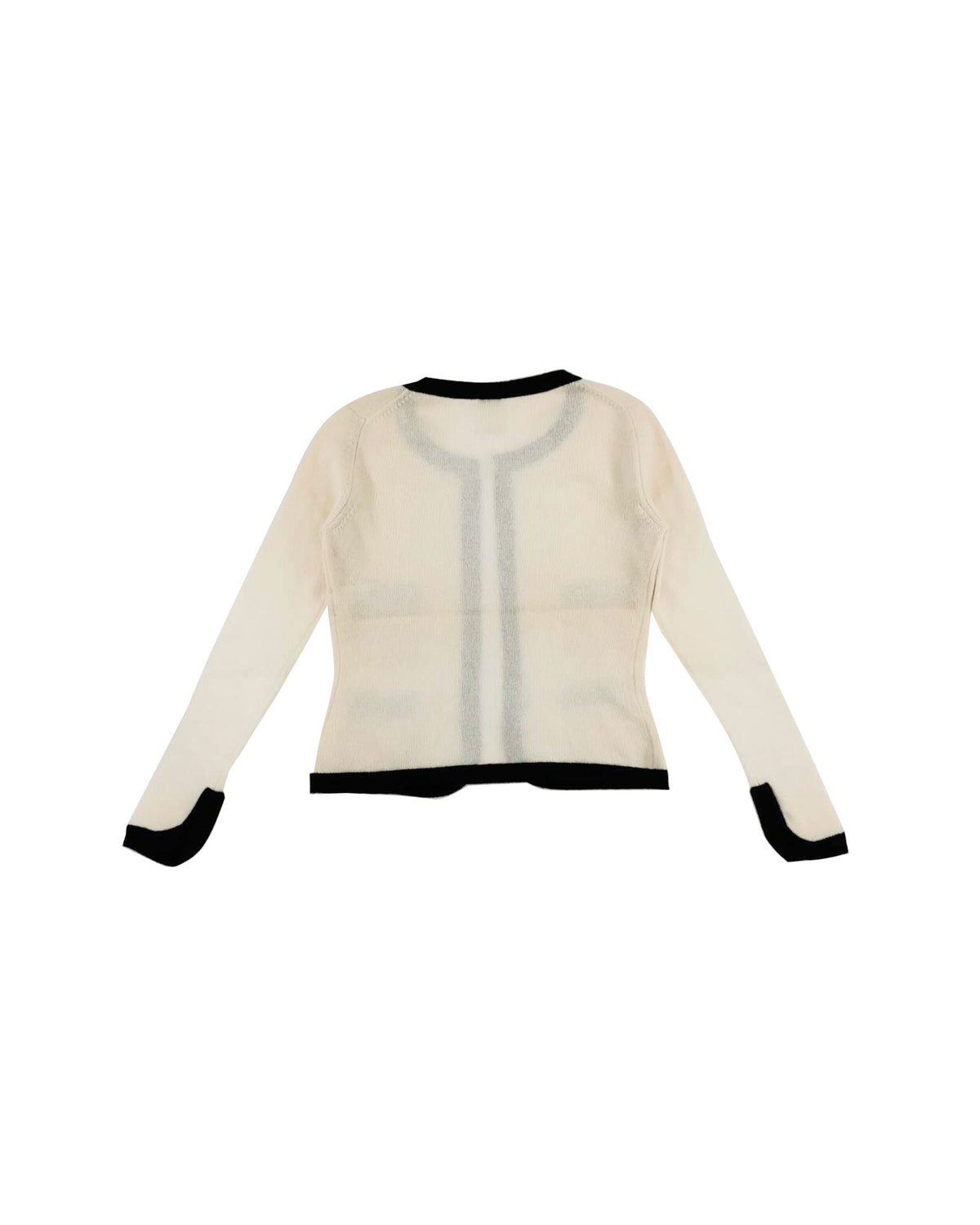Chanel 2000s Cream and Black Cashmere Cardigan Set