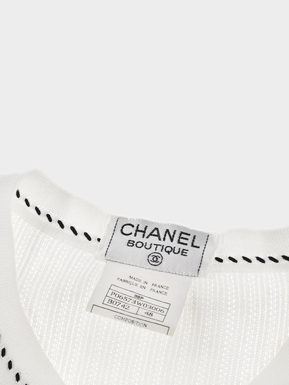 Chanel Spring 1996 Short Sleeve White Cardigan
