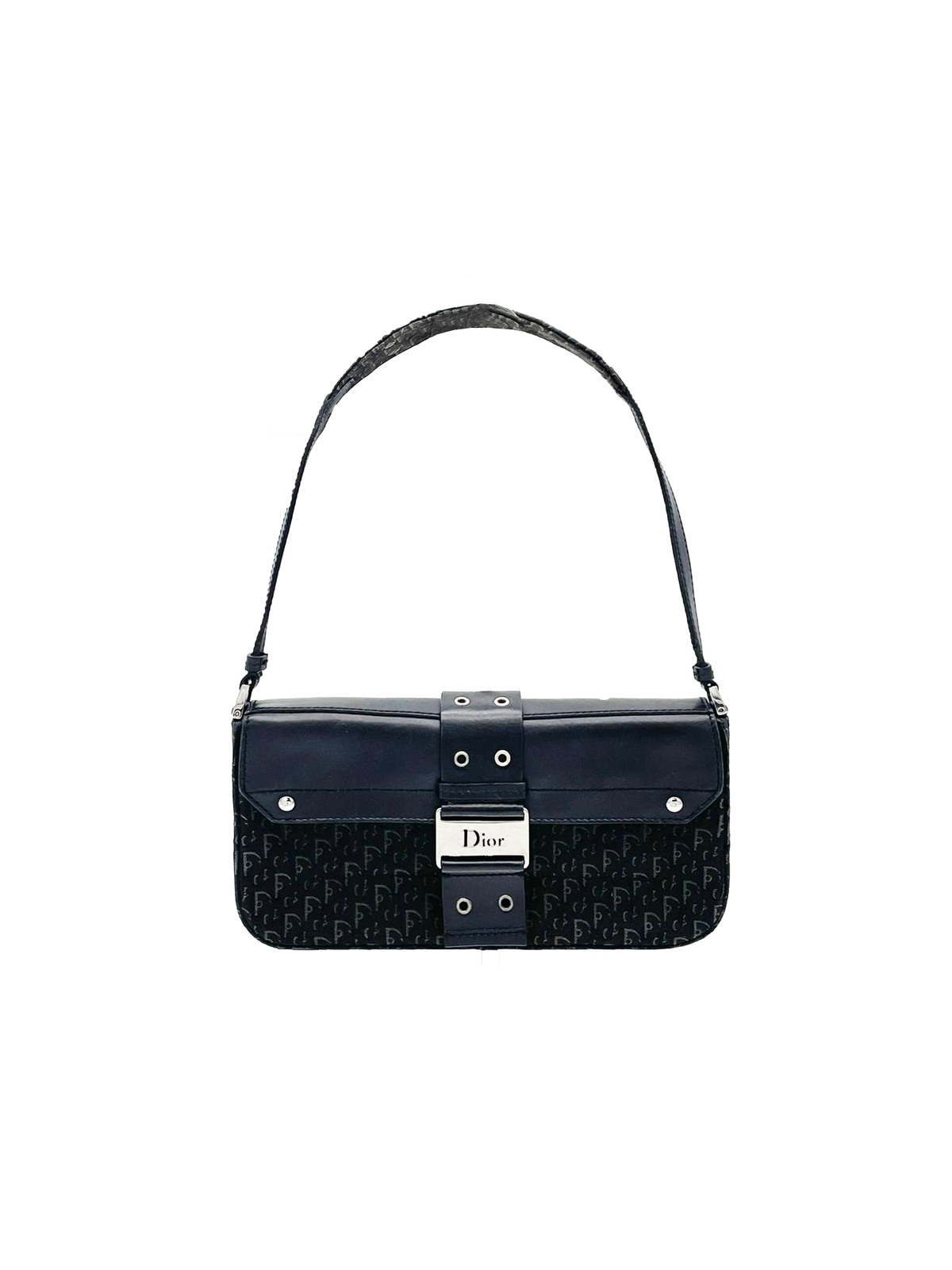 Christian Dior 2003 Black Monogram Street Chic Shoulder Bag