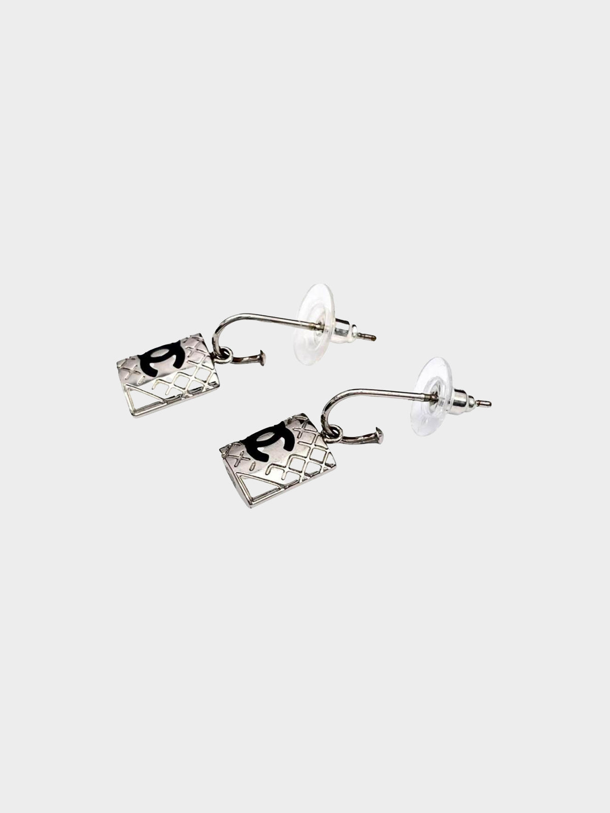 Chanel 2005 Silver Cambon Hoop Earrings