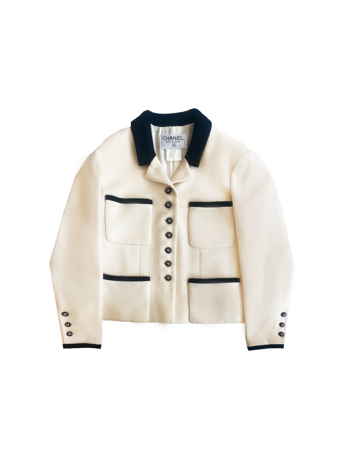 Chanel 1996 Cream Jacket with Black Trim