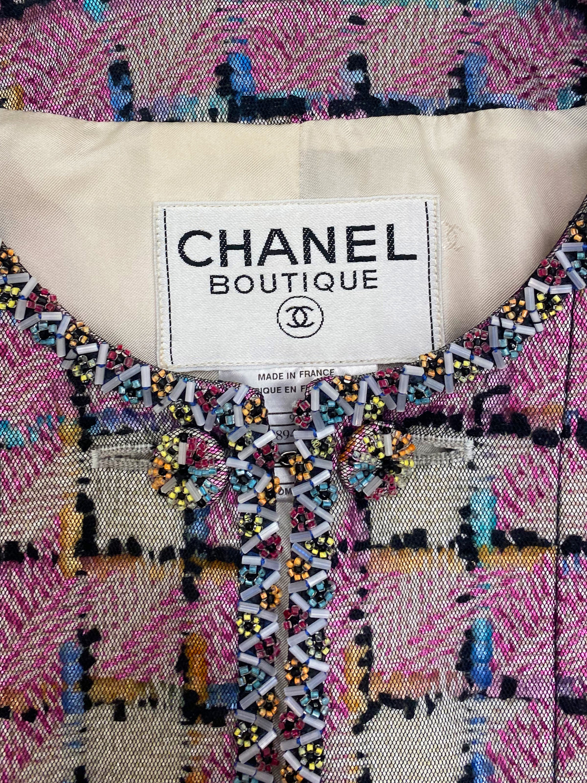 Chanel 1998 Cruise Beaded Tweed and Mesh Jacket