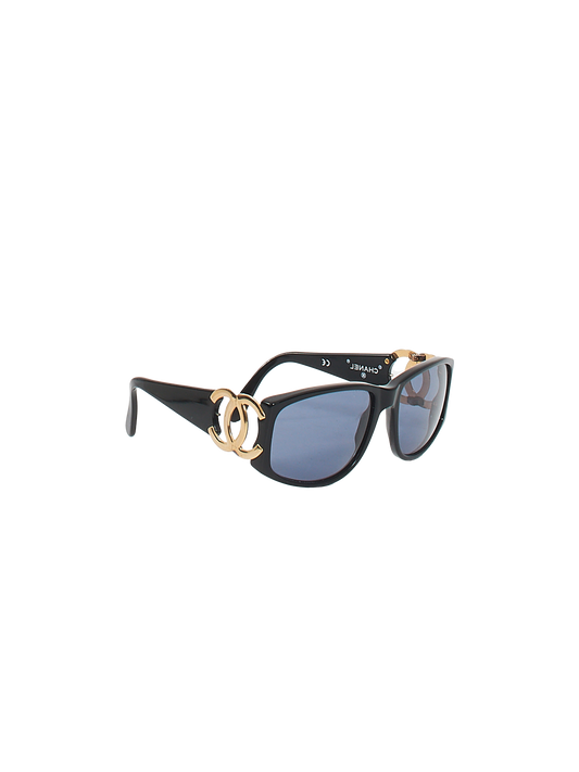 Chanel 1990s Gold Logo Square Sunglasses