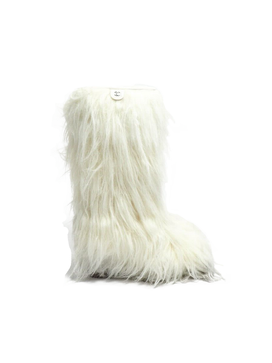 Chanel FW 2010 Rare White Fur CC Boots