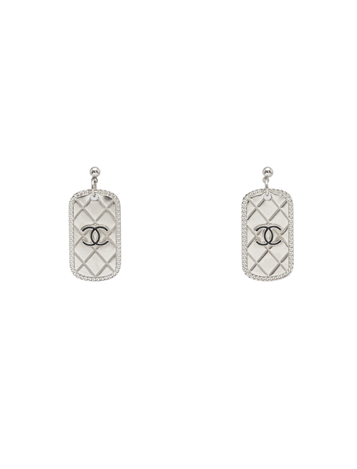 Chanel 2009 Cocomark Silver Plate Earrings
