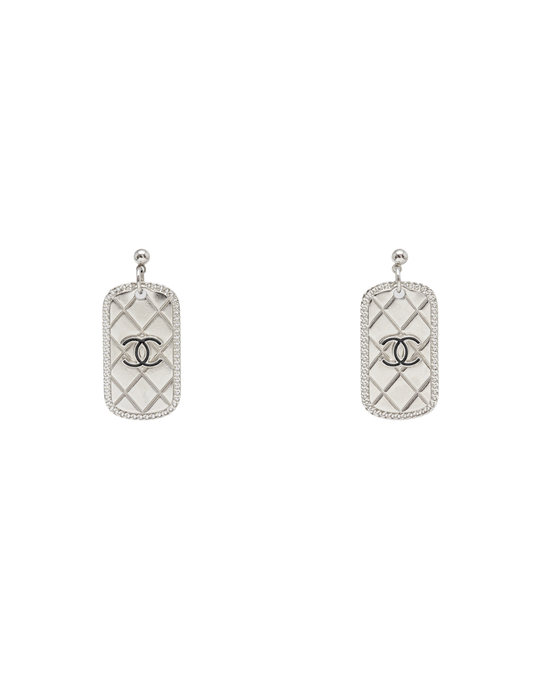Chanel 2009 Cocomark Silver Plate Earrings