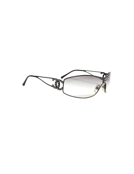 Chanel 2000s Swarowski CC Logo Sunglasses