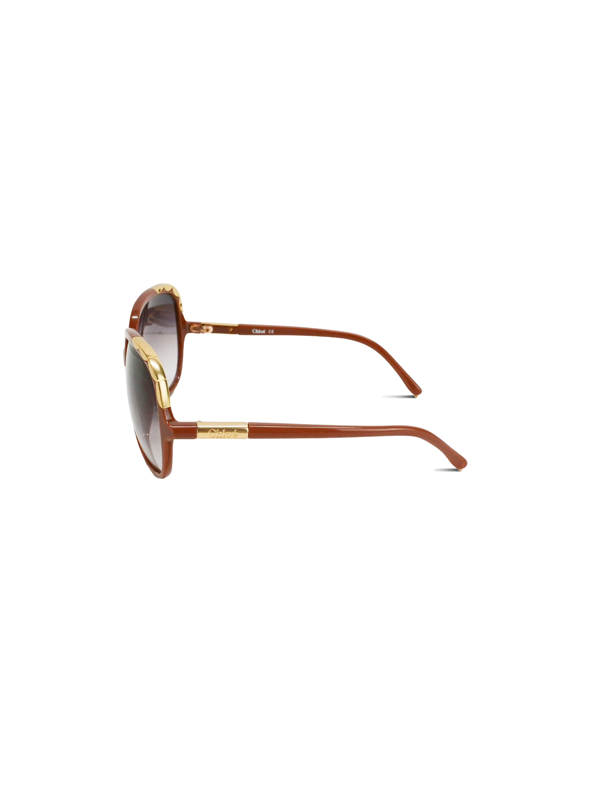 Chloé 2010s Blush and Gold Scalloped Sunglasses