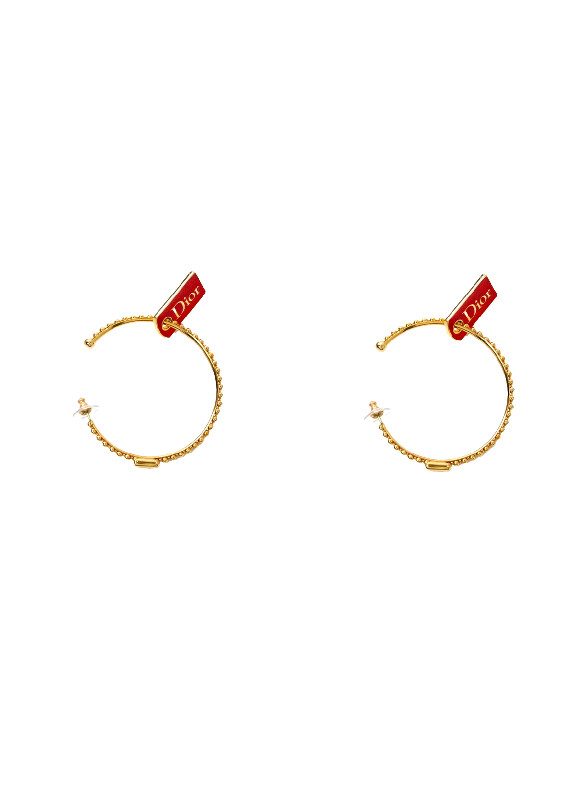 Christian Dior 2000s Red Logo Hoop Earrings