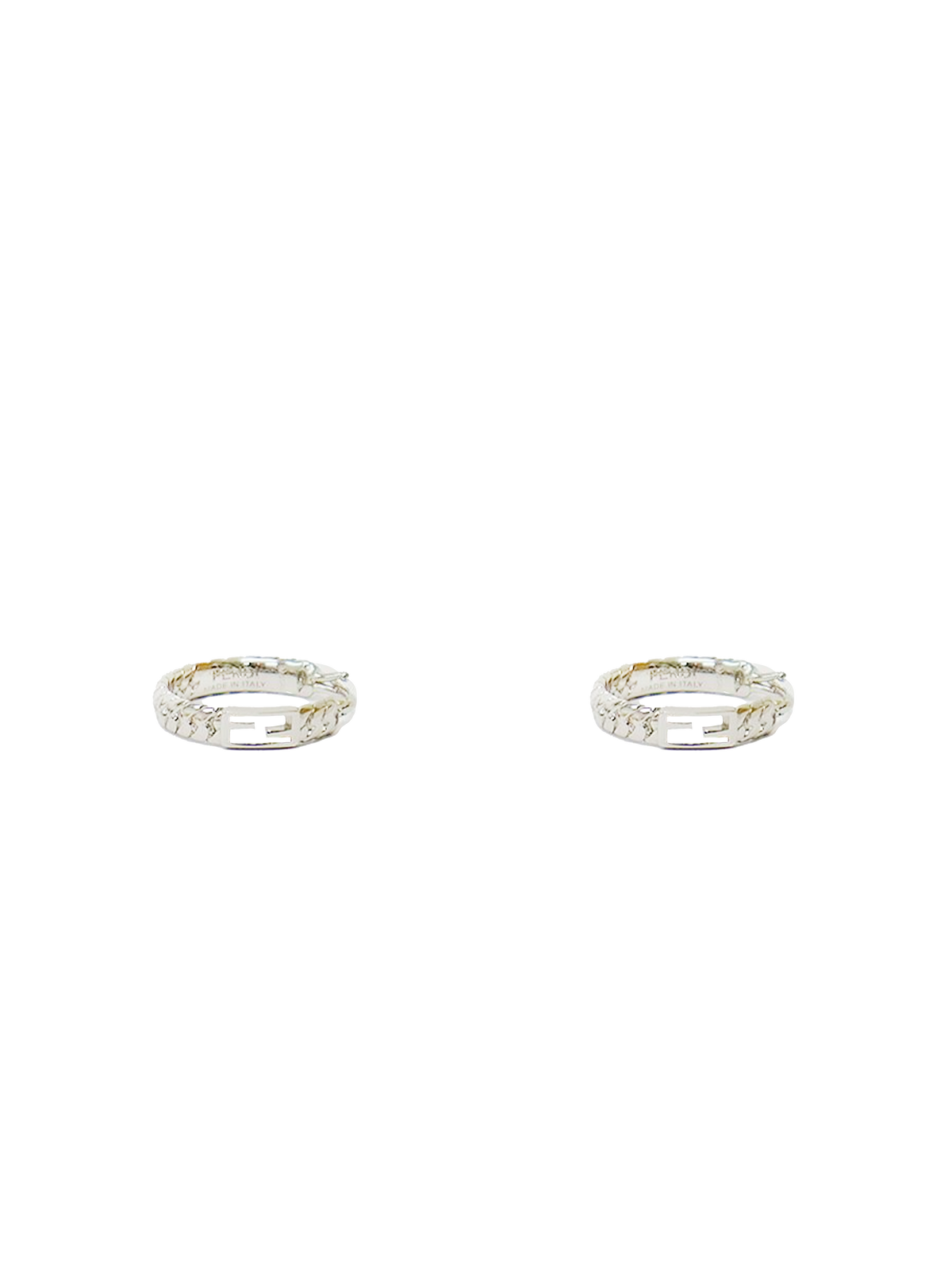 Fendi 2010s Silver Logo Hoop Earrings