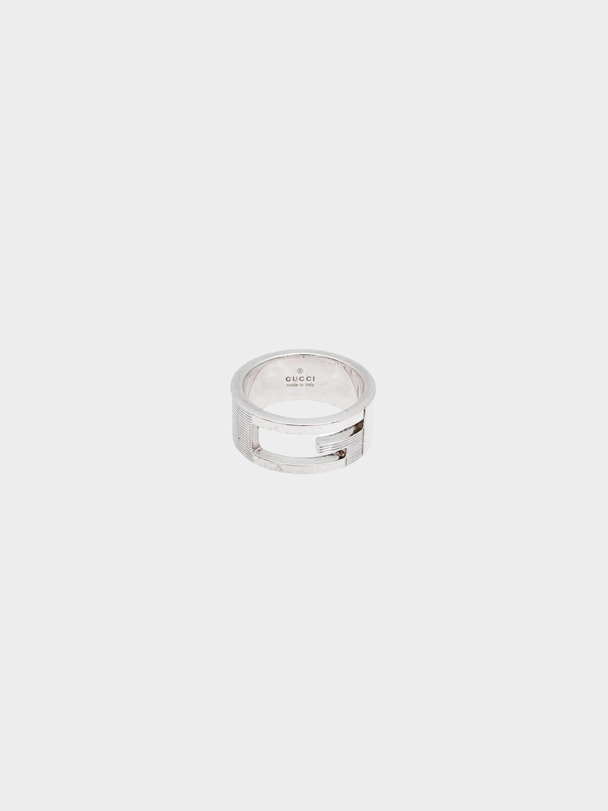 Gucci 1990s Sterling Silver G Logo Ring