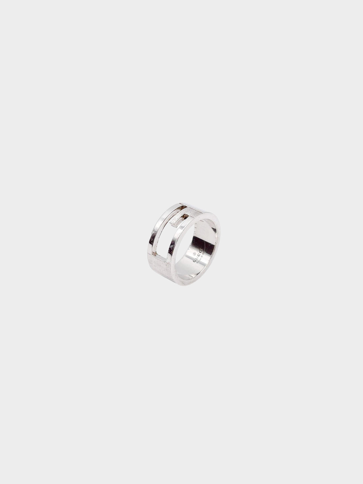 Gucci 1990s Sterling Silver G Logo Ring