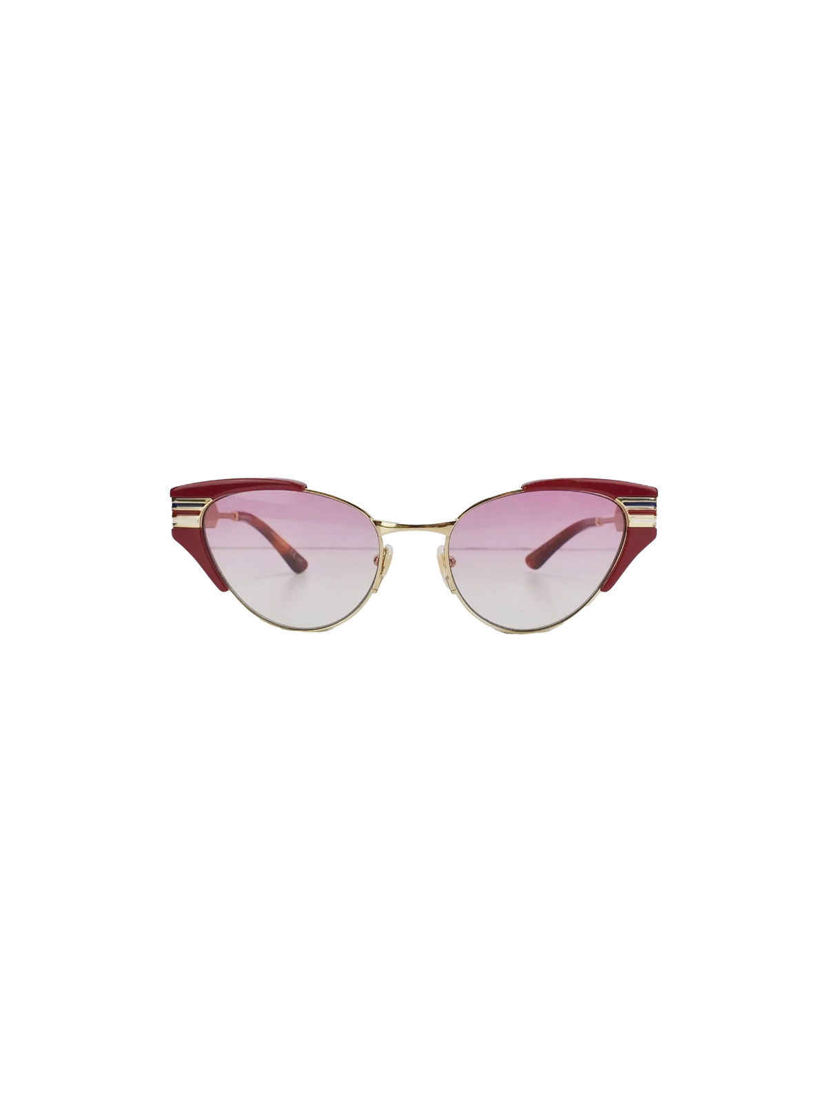 Gucci 2000s Red and Gold Cat Eye Logo Sunglasses