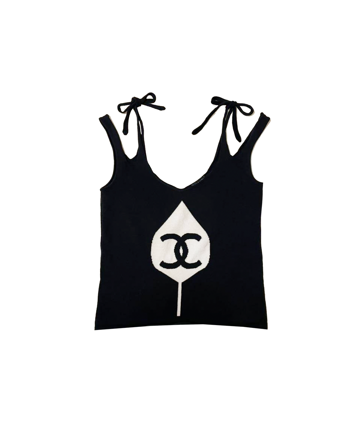 Chanel 2004 Black Knit Ribbon Tank