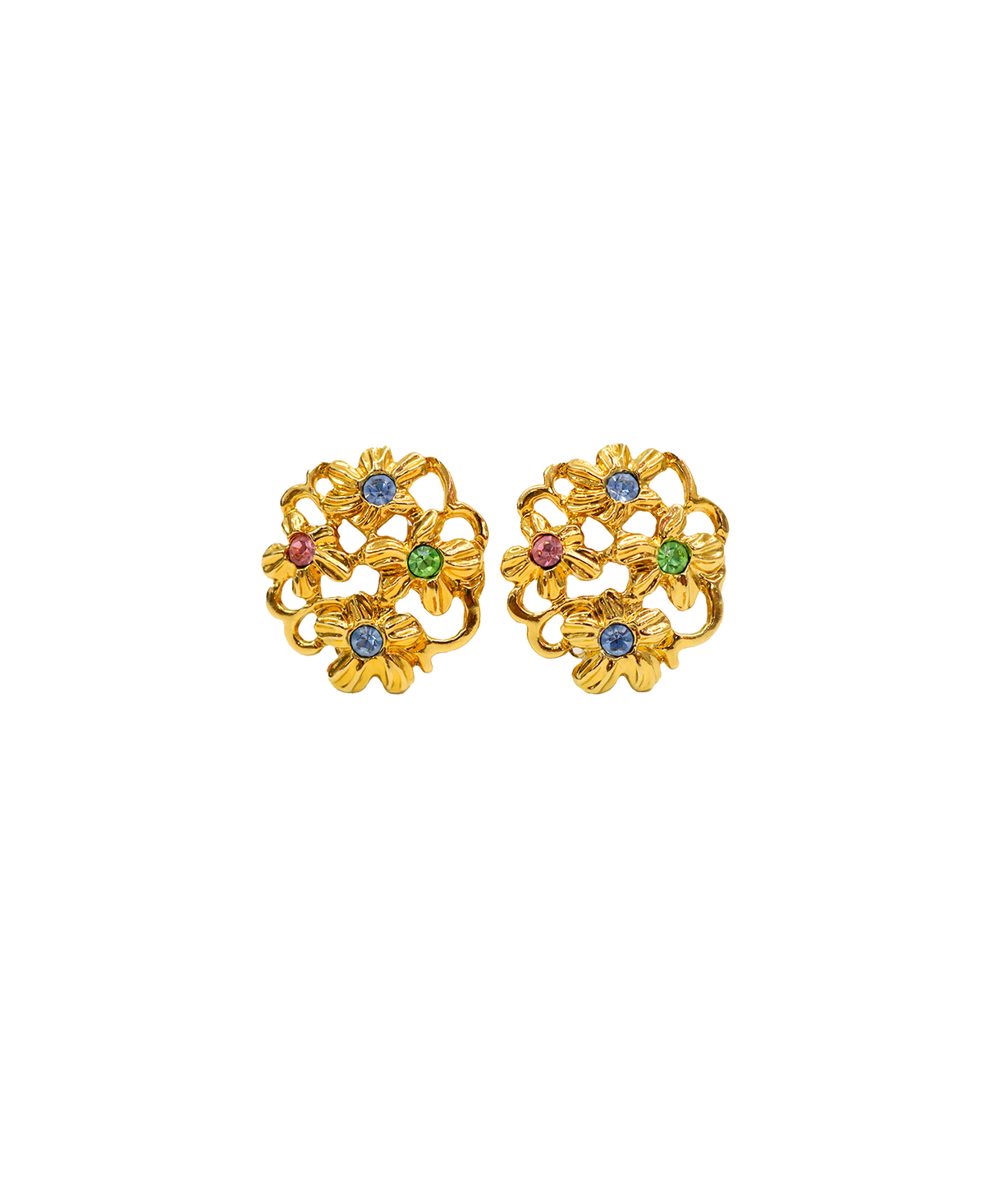 Yves Saint Laurent 1990s Floral Clip Ons