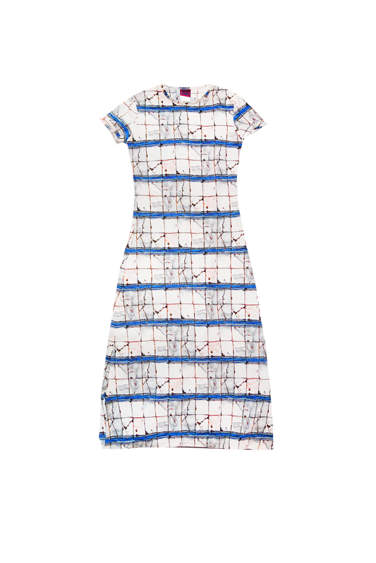 Jean Paul Gaultier Striped 1990s Blue Dress