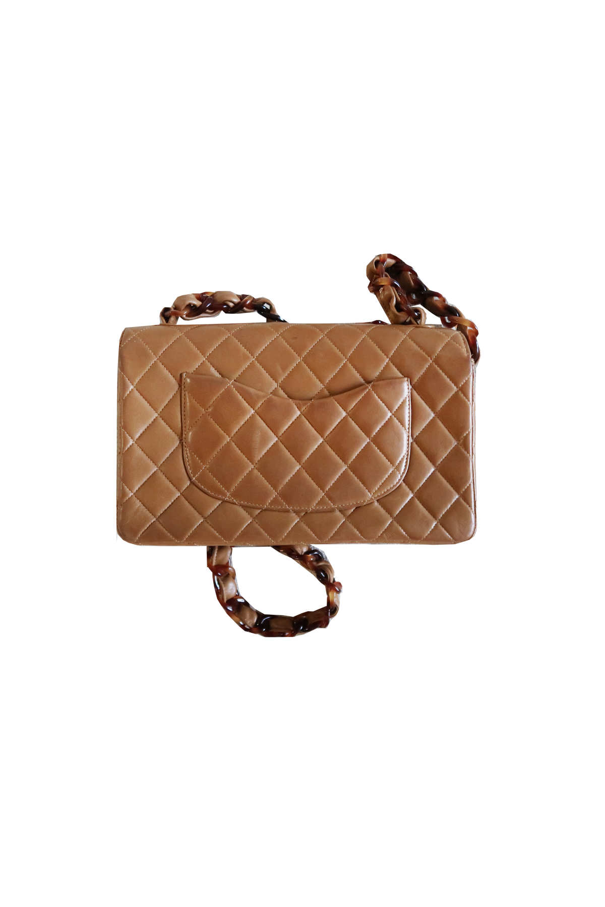 Chanel 1994/1995 Brown Leather CC Resin Flap Bag