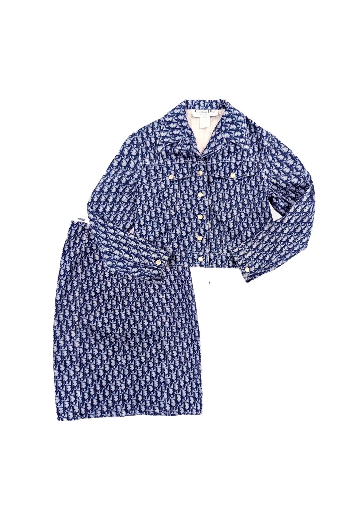 Christian Dior SS 2002 by Galliano Monogram Trotter Skirt and Jacket Set
