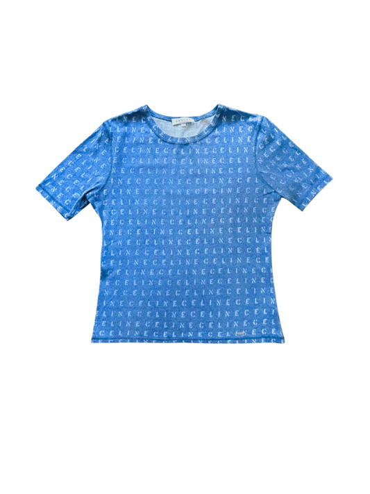Celine 2000s Blue Monogram Tee
