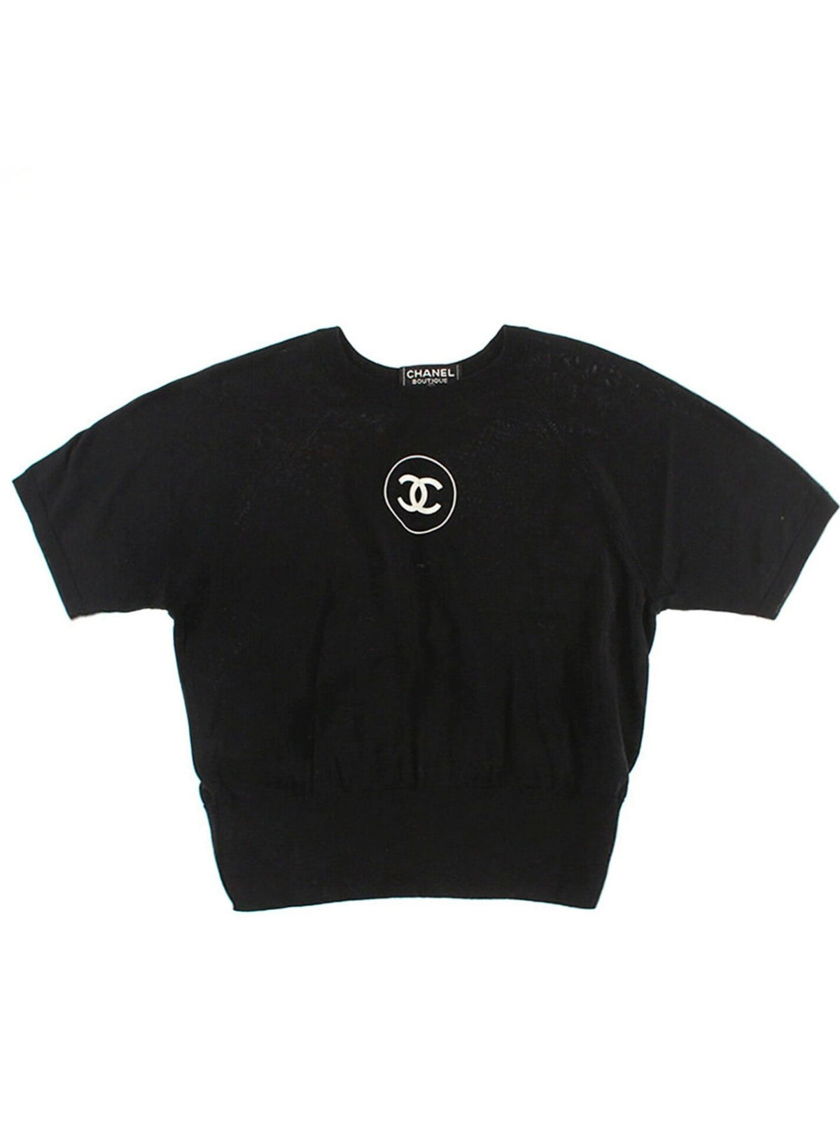 Chanel Rare Black Knit 2000s AW Short Sleeve