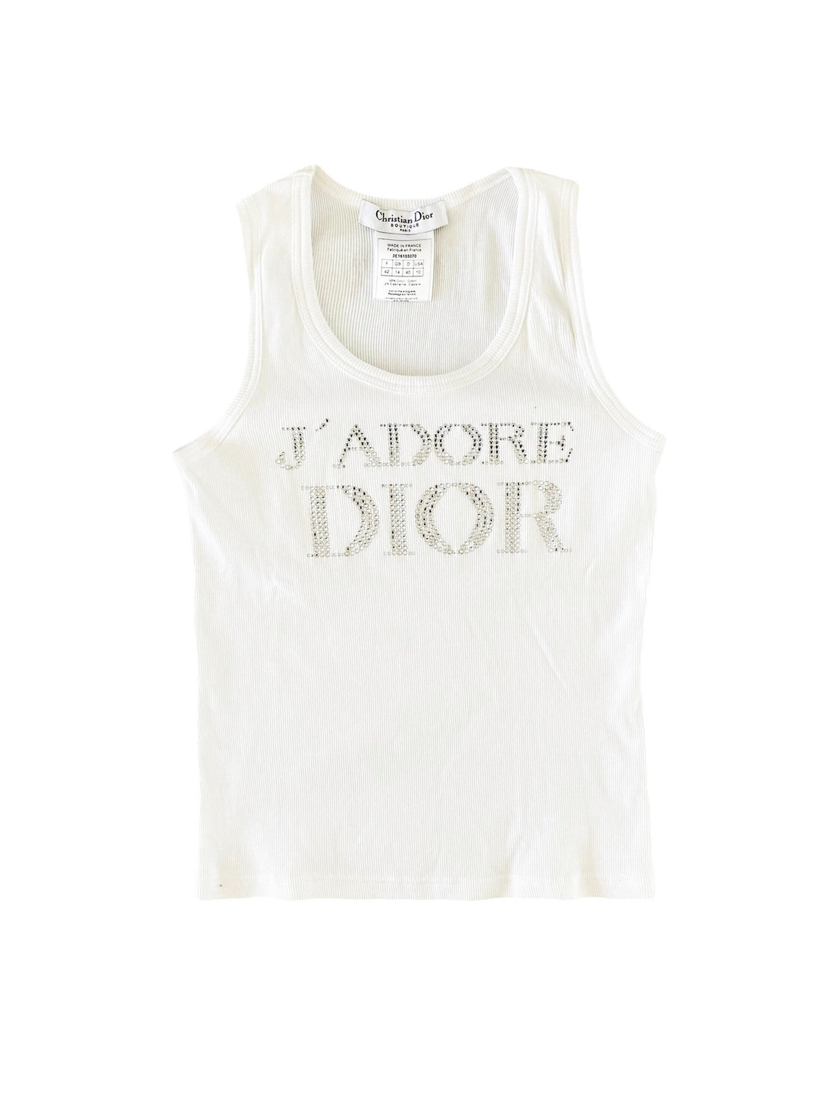 J'adore Dior 2000s Rare Ribbed Crystal Rhinestone Tank