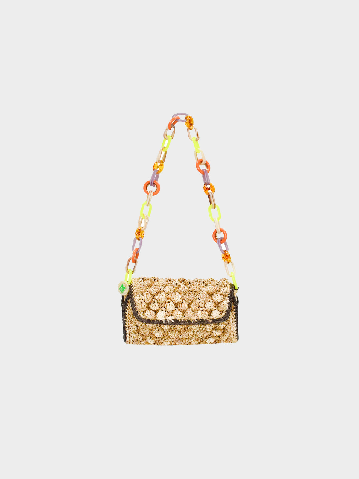 Missoni 2010s Raffia Multicolor Chain Melange Shoulder Bag