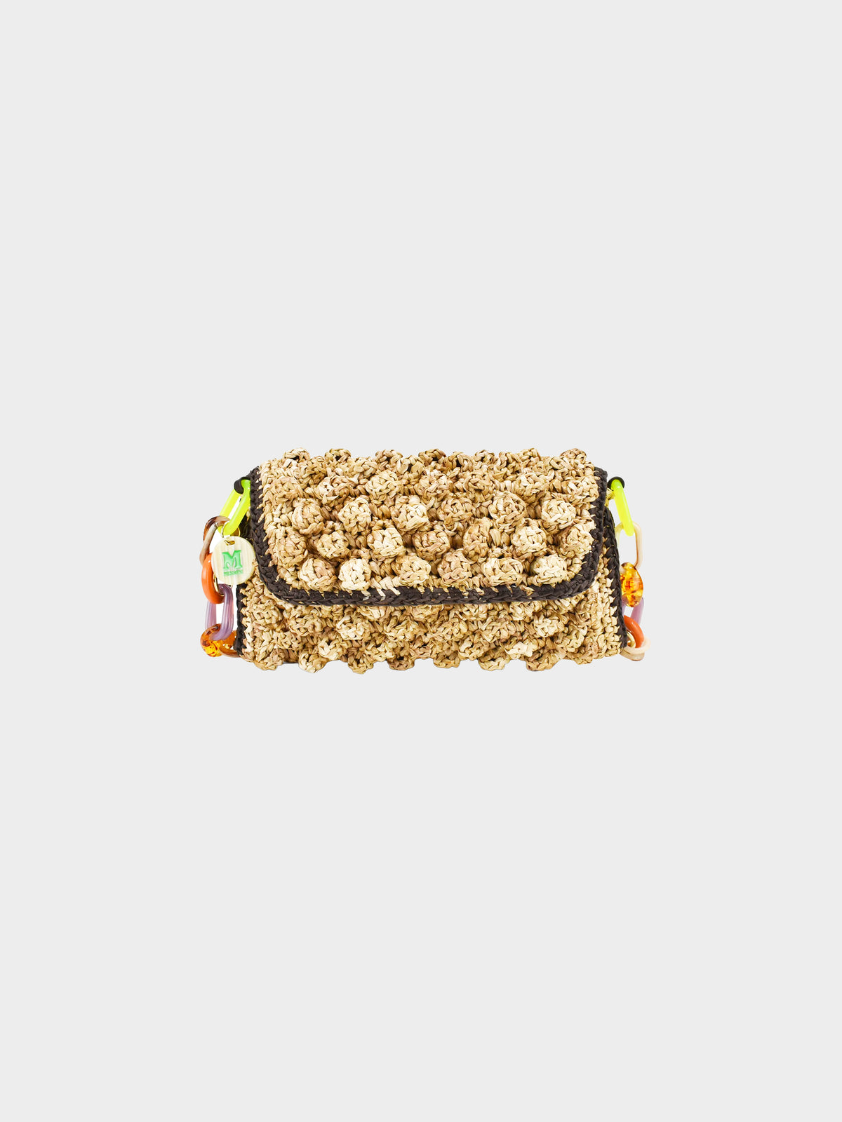 Missoni 2010s Raffia Multicolor Chain Melange Shoulder Bag