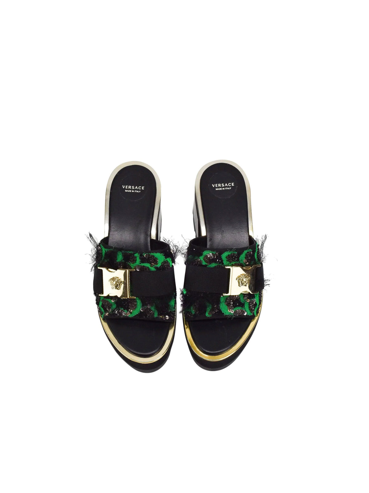 Versace 2000s Medusa Green Platform Sandals