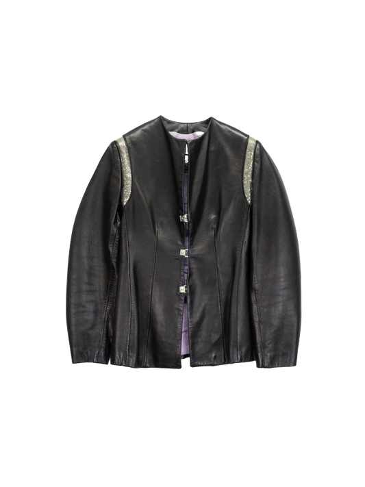 Gianni Versace 2000s Vintage Leather Jacket with Medusa Buckles