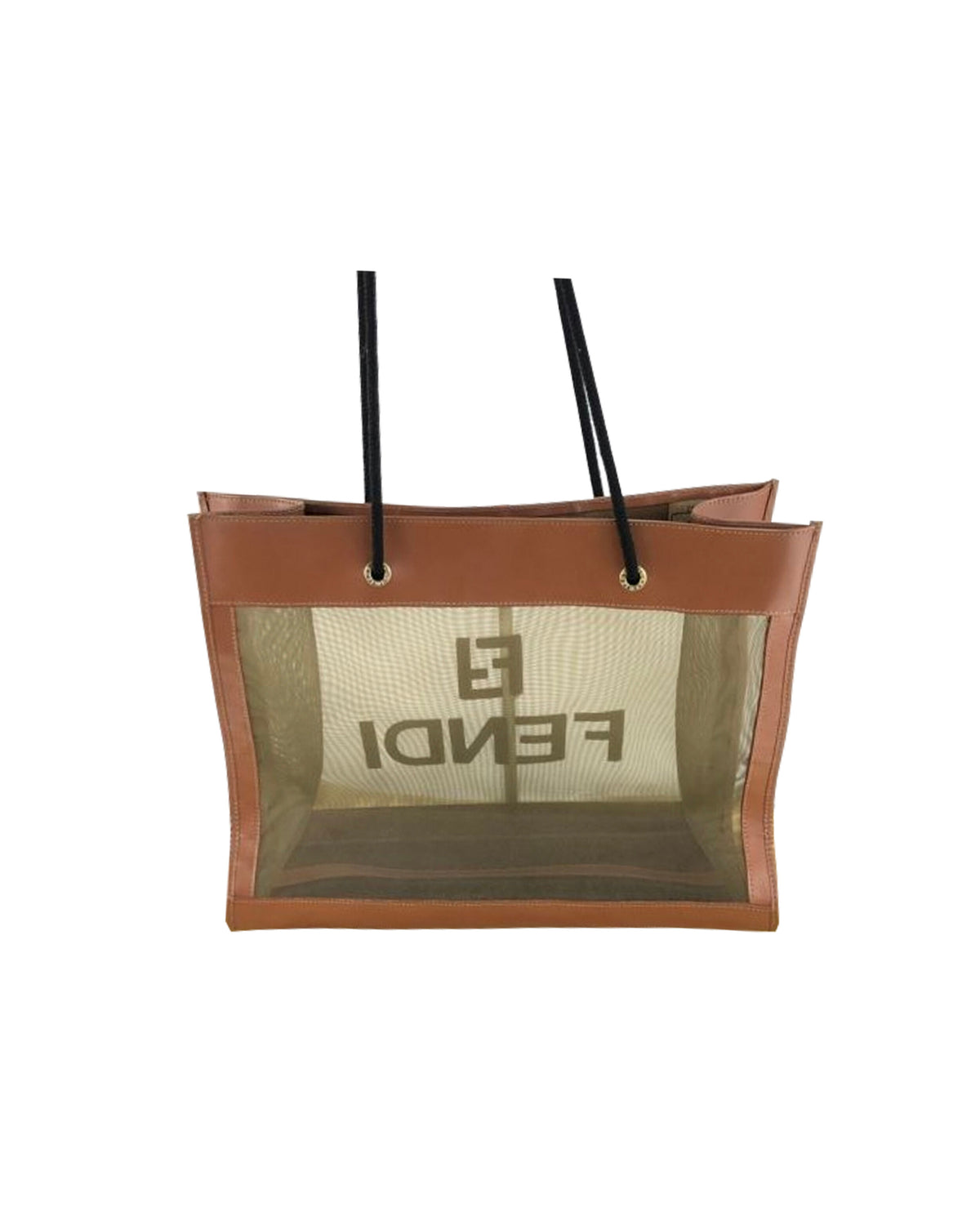Fendi 2000s Leather Mesh Brown Transparent Tote
