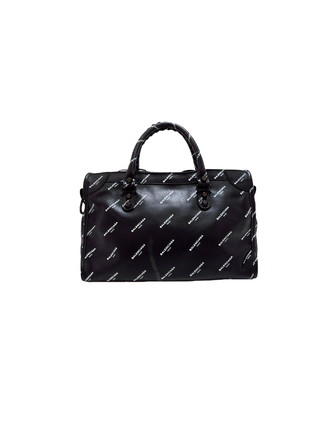 Balenciaga 2010s Small Black Logo City Bag