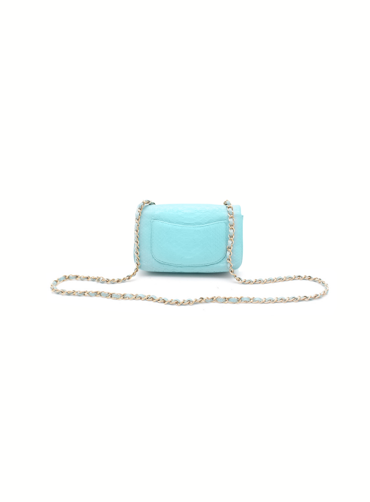 Chanel 2000s Blue Python Mini Flap Bag