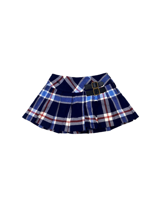 Burberry 2000s Blue Label  Pleated Check Buckled Skirt