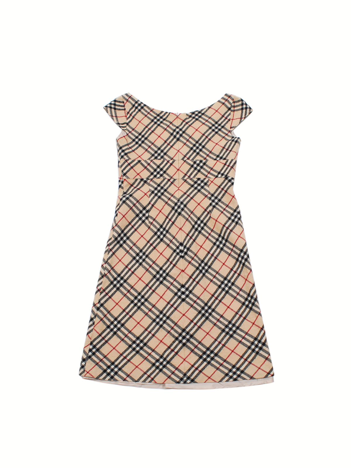 Burberry 2000s Beige Tartan Wool Dress