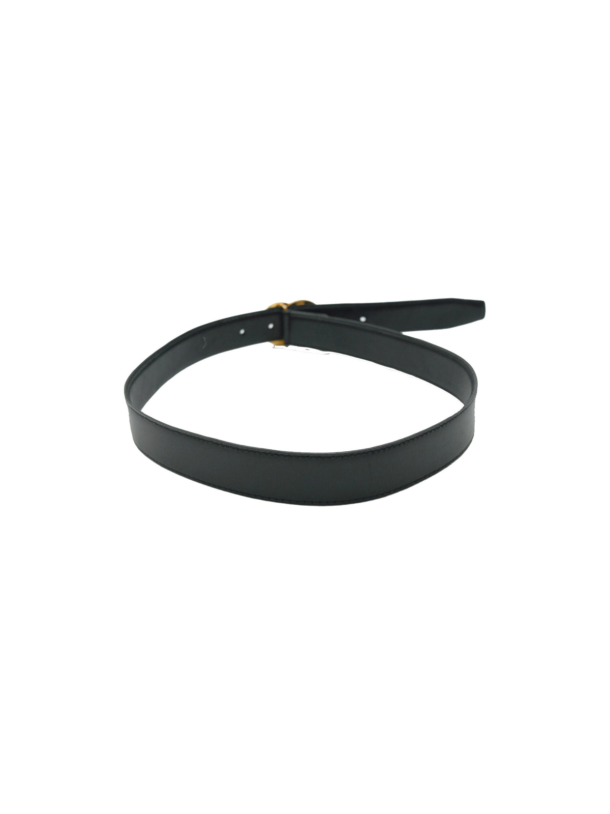 Chanel 2000s Black Leather Gold CC Belt