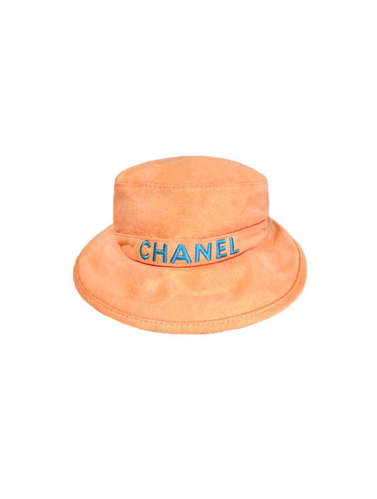 Chanel 2000s Cotton Orange Bucket Hat